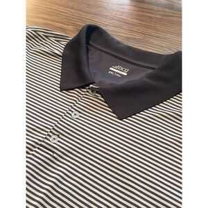 BCG Men Tru-Wick Golf Polo Shirt 2XL Black‎ Tan Striped Short Sleeve EUC